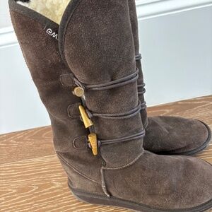 EMU Australia Hip Hi Sheepskin Triple Toggle Boots Brown Wool Lined Size 8